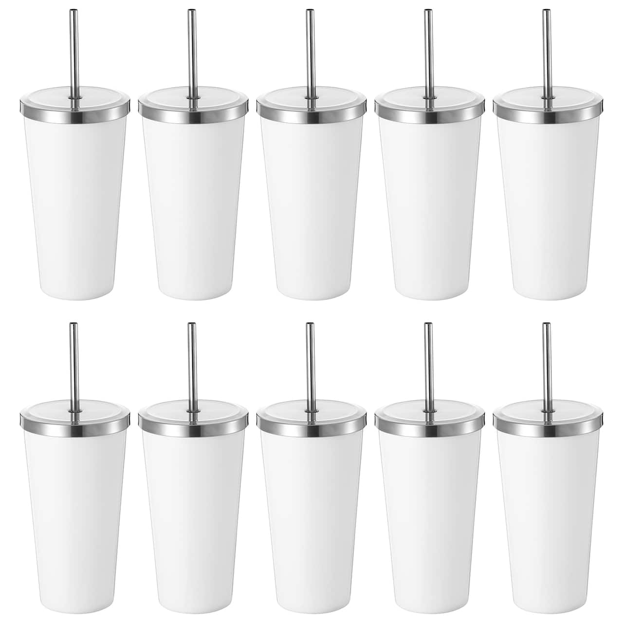 10 Pack: 20oz. White Sublimation Tumbler with Straw by Make Market®